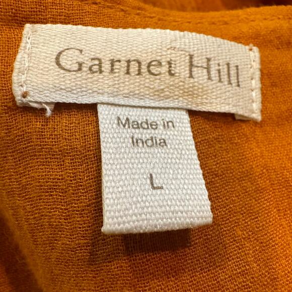 Garnet Hill 100% Organic Cotton Tie Neck Embroidered Cottage Core Peasant Dress - Picture 5 of 6